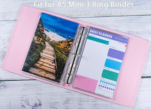 30 Pack 60 Pockets 5.5x8.5" Sheet Protector Sleeves for 6 Ring A5 Binder, A5 Mini 3 Ring Binder, Ultra-Clear Playbill Holder Sleeves, Double-Sided, Top Loading Sheet Protector for Paper Report in Kuwait