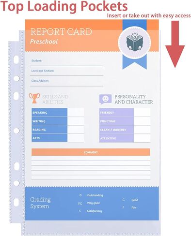 30 Pack 60 Pockets 5.5x8.5" Sheet Protector Sleeves for 6 Ring A5 Binder, A5 Mini 3 Ring Binder, Ultra-Clear Playbill Holder Sleeves, Double-Sided, Top Loading Sheet Protector for Paper Report in Kuwait