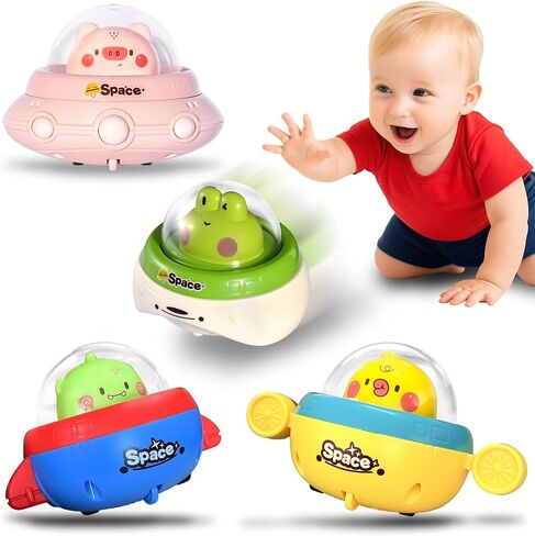 4PCS Animal Press to Go Car Toys for Toddlers 1-3, Push Go Friction Car Toys for 6-18 Months Baby, Animal Space Racing Cars, Infant Play Vehicle Set, Birthday Gifts for 1 Year Old Boy & Girl in Saudi Arabia
