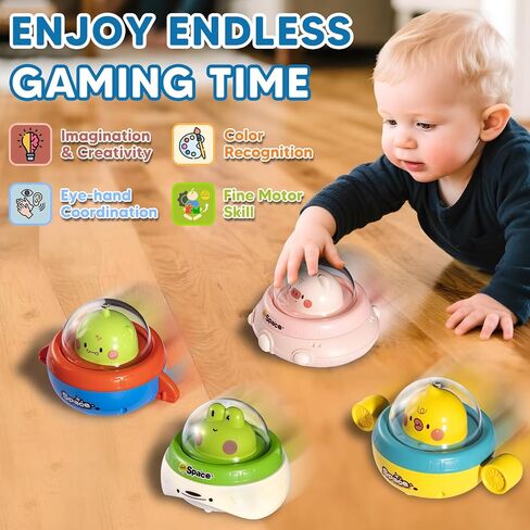 4PCS Animal Press to Go Car Toys for Toddlers 1-3, Push Go Friction Car Toys for 6-18 Months Baby, Animal Space Racing Cars, Infant Play Vehicle Set, Birthday Gifts for 1 Year Old Boy & Girl in Saudi Arabia