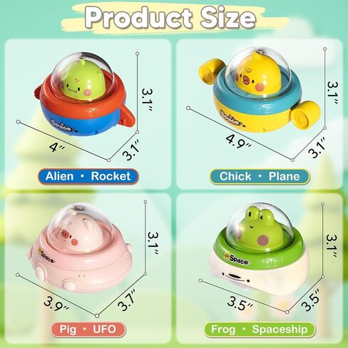 4PCS Animal Press to Go Car Toys for Toddlers 1-3, Push Go Friction Car Toys for 6-18 Months Baby, Animal Space Racing Cars, Infant Play Vehicle Set, Birthday Gifts for 1 Year Old Boy & Girl in Saudi Arabia