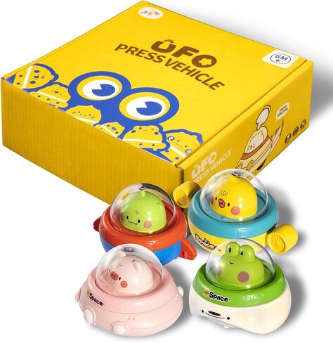 4PCS Animal Press to Go Car Toys for Toddlers 1-3, Push Go Friction Car Toys for 6-18 Months Baby, Animal Space Racing Cars, Infant Play Vehicle Set, Birthday Gifts for 1 Year Old Boy & Girl in Saudi Arabia