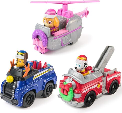 Paw Patrol Holiday Vehicle Bundle, Holiday-Themed Chase, Marshall & Skye Action Figures & Rescue Vehicles, Kids Toys for Boys & Girls Ages 3 & Up in Saudi Arabia