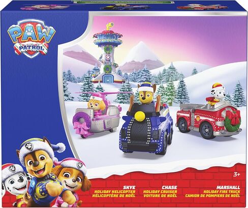 Paw Patrol Holiday Vehicle Bundle, Holiday-Themed Chase, Marshall & Skye Action Figures & Rescue Vehicles, Kids Toys for Boys & Girls Ages 3 & Up in Saudi Arabia