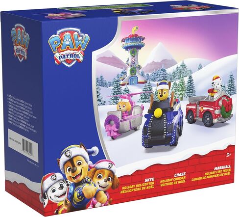 Paw Patrol Holiday Vehicle Bundle, Holiday-Themed Chase, Marshall & Skye Action Figures & Rescue Vehicles, Kids Toys for Boys & Girls Ages 3 & Up in Saudi Arabia