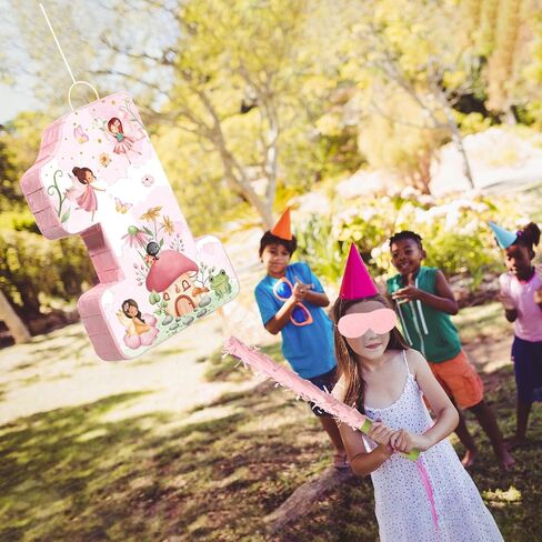 Blosssound Fairy Piñata Fairy 1st Birthdy Decorations اللوازم الزهرة الجنيات الأميرة رقم واحد بيناتا مجموعة مع عصا عصب المعاقب على عون أرض العجائب ديكور الاحتفال استحمام الطفل (عيد ميلاد) in Kuwait