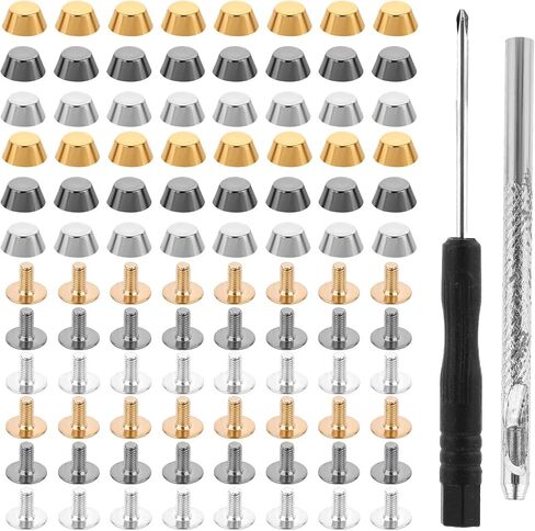 50Pcs Handbag Purse Feet Handbag Nailhead Brass Studs Screw-Back Feet Flat Head Stud Metal Studs Rivet Leather Craft DIY for DIY Purse Leather Craft in Saudi Arabia