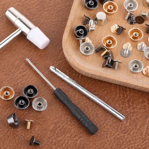 50Pcs Handbag Purse Feet Handbag Nailhead Brass Studs Screw-Back Feet Flat Head Stud Metal Studs Rivet Leather Craft DIY for DIY Purse Leather Craft in Saudi Arabia
