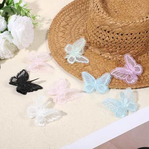 بقع الفراشة الدانتيل ، 30 قطعة من الدانتيل الفراشة تزيين عضوية زينة خياطة على الفراشات الزخرفية بقع التطريز لحرف ديي ، والملابس ، واللباس ، والقبعات ، وملحقات شعر الزفاف (6 ألوان) in Kuwait