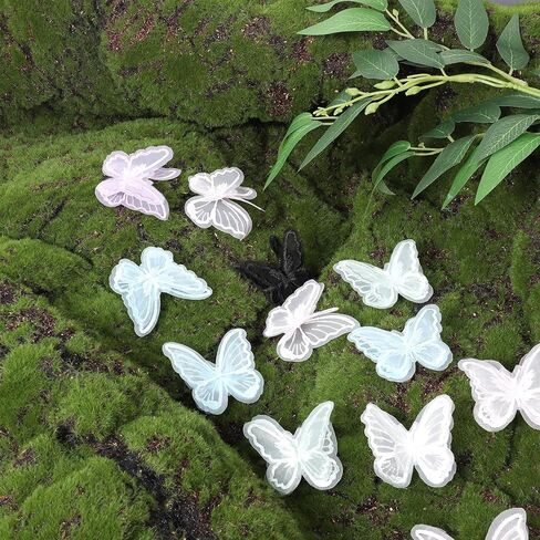 بقع الفراشة الدانتيل ، 30 قطعة من الدانتيل الفراشة تزيين عضوية زينة خياطة على الفراشات الزخرفية بقع التطريز لحرف ديي ، والملابس ، واللباس ، والقبعات ، وملحقات شعر الزفاف (6 ألوان) in Kuwait