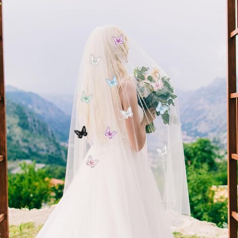 بقع الفراشة الدانتيل ، 30 قطعة من الدانتيل الفراشة تزيين عضوية زينة خياطة على الفراشات الزخرفية بقع التطريز لحرف ديي ، والملابس ، واللباس ، والقبعات ، وملحقات شعر الزفاف (6 ألوان) in Kuwait