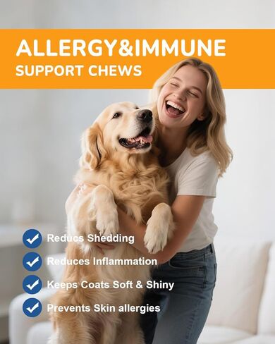 Cog Allergy Chews 260ct - 23oz المكملات الكلاب للبشرة الحكة ولعق المخلب ، حليب المختبر بالولايات المتحدة الأمريكية مع البروبيوتيك ، الدعم المناعي للحساسية الطبيعية للكلاب in Kuwait