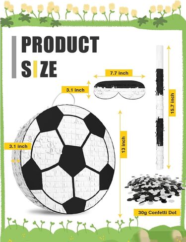 Baseball Piñata for Boys – Includes Wooden Bat, Blindfold, and Confetti – 13"x13"x3" – Perfect for Sports-Themed Party Decorations and Birthday Party Fun in Kuwait