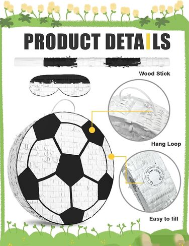 Baseball Piñata for Boys – Includes Wooden Bat, Blindfold, and Confetti – 13"x13"x3" – Perfect for Sports-Themed Party Decorations and Birthday Party Fun in Kuwait