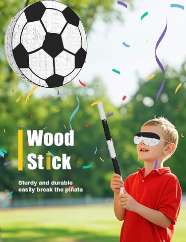 Baseball Piñata for Boys – Includes Wooden Bat, Blindfold, and Confetti – 13"x13"x3" – Perfect for Sports-Themed Party Decorations and Birthday Party Fun in Kuwait