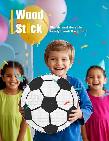 Baseball Piñata for Boys – Includes Wooden Bat, Blindfold, and Confetti – 13"x13"x3" – Perfect for Sports-Themed Party Decorations and Birthday Party Fun in Kuwait