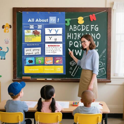 مخطط جيب التعلم الأبجدي ، بطاقات فلاش ABC ، ​​مخطط حائط Alphabet ، تتبع الرسائل والألعاب لمدرسة رياض الأطفال في مرحلة ما قبل المدرسة ، Mustroom Wall Chart in Kuwait