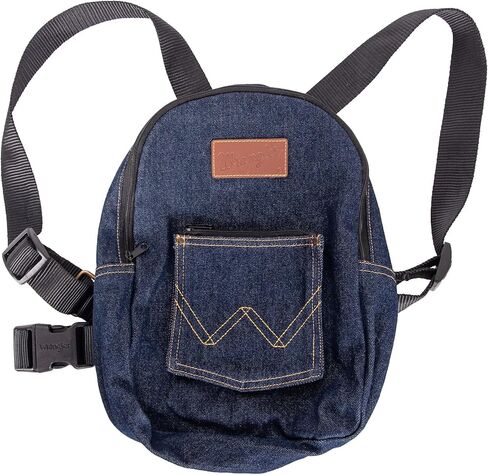 Wrangler Dog Backpack Harness - Dog Harness Backpack with Two Pockets to Hold Pet Accessories - Secure D-Ring for Leash Attachment - 100% Cotton Denim - Machine Washable for Easy Cleaning (S) in Saudi Arabia