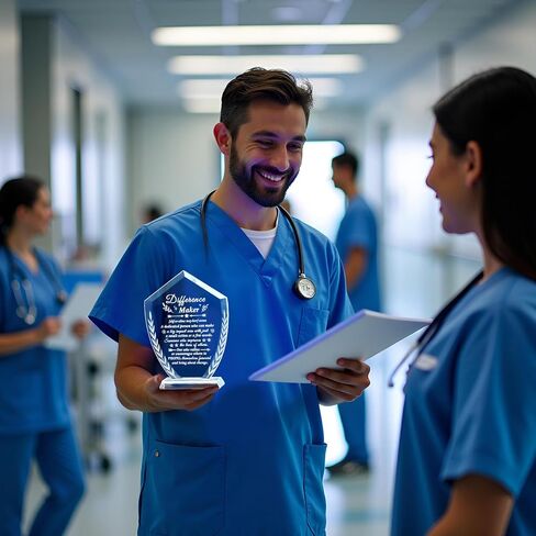 هدايا صانع الاختلاف - لوحة تعريف كريستال محفورة بالليزر ، ديكور مكتب ملهمة للمكتب للمعلم لممرضة المعلم ، التذكارات التقديرية للاعتراف بموظفي الترويج للتقاعد in Kuwait