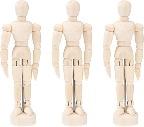DOITOOL 3 Pack 4.5 Inch Wooden Mannequin with Flexible Body Joints for Artists Drawing and Sketching in Saudi Arabia