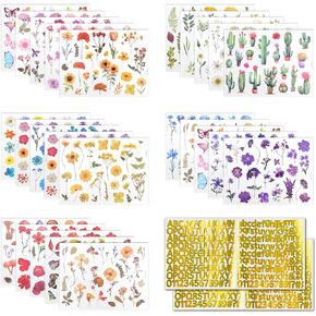 500Pcs Natural Flower Stickers with 260Pcs Letter Stickers,Self-Adhesive Flower Sticker for Scrapbooking Supplies Junk Journal Bullet Journal Planner Laptop (Flower Stickers with Letter Stickers) in Saudi Arabia