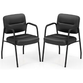 GOFLAME Waiting Room Chairs, Faux Leather Side Chairs with Armrests, Upholstered Reception Guest Chair, Executive Office Desk Chair Without Wheels for Reception Room and Conference (4 Pack) in Kuwait
