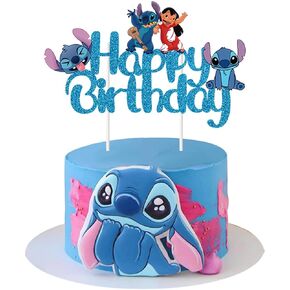Blue Cake Topper ، Glitter Happy Birthday Cake Decorations ، Boy Boy Girls Cute Cartoon Form in Saudi Arabia