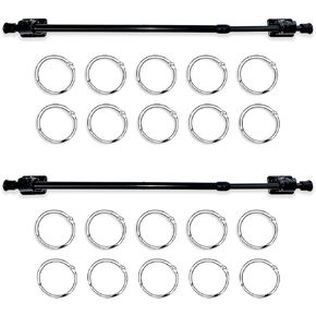 2 Pieces Flip Calendar Rod Adjustable Flip Calendar Holder 16-28 inches for Classroom Whiteboard with 20 Pieces Loose Leaf Rings Binder Rings(Black) in Kuwait