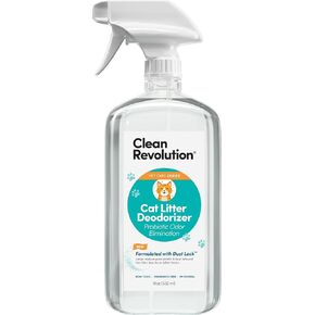 رذاذ مبللة القمامة الثورة النظيف للقطط-18oz ، التخلص من الرائحة بروبيوتيك مع Dustlock ™ ، خالية من العطور ، يمتد حياة القمامة ، غير سامة ، آمنة لجميع القطط ، المصنوعة في الولايات المتحدة الأمريكية in Kuwait
