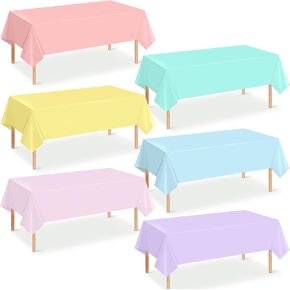 4Pcs Pastel Tablecloths, Mix Color Plastic Tablecloth Disposable Rectangle Table Covers for Baby Shower,Bridal,Wedding,Easter,Birthday and Ice Cream Party Decorations,54 x 108 Inch in Kuwait