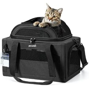 طيران طيران قابلة للتوسيع للحيوانات الأليفة القابلة للتوسيع معتمدة من طيران الكلاب المعتمدة ، على الوجهين على الوجهين مع سوستة قفل ، حقيبة سفر للحيوانات الأليفة لقطط صغير مضاد للخلع من الشبكات (رمادي داكن) in Kuwait