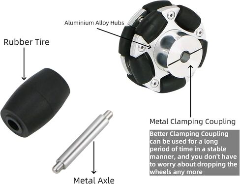 60mm Omni Wheel Aluminum Alloy Rubber Tire Omni-Directional Movement with 3mm Inner Dia Flange Coupling for ROS Smart Car Chassis 4WD Robot 1Pc in Kuwait
