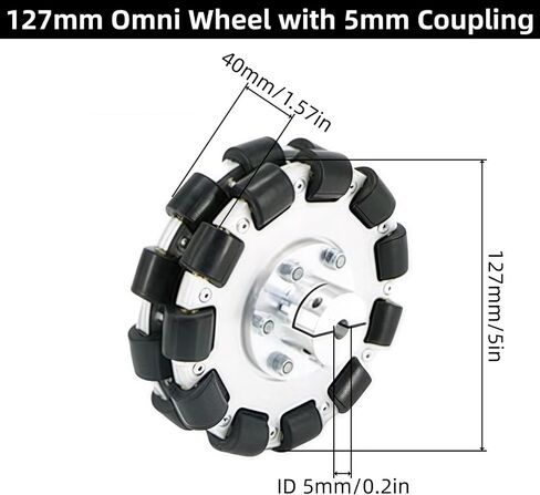 60mm Omni Wheel Aluminum Alloy Rubber Tire Omni-Directional Movement with 3mm Inner Dia Flange Coupling for ROS Smart Car Chassis 4WD Robot 1Pc in Kuwait