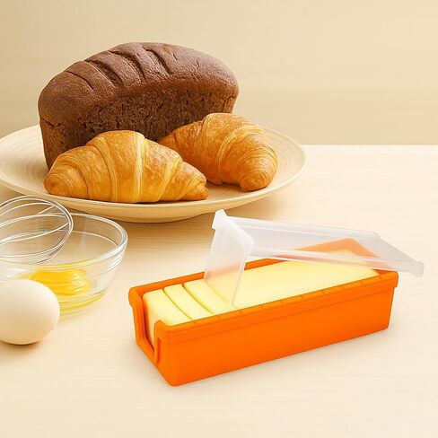 Silicone Butter Keeper with Built-in Slicing Blade & Microwave Safe Lid - Keep Butter Fresh & Accessible BPA Free in Kuwait