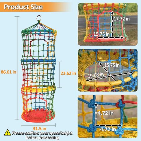 Climbing Rope Ladder for Kids Saucer Tree Swing Sets Rock Climbing Holds for Children Balance and Coordination Training Hanging Ladder for Indoor or Outdoor (3-Tier) in Saudi Arabia