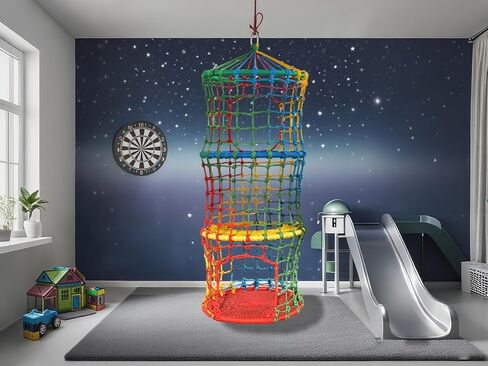 Climbing Rope Ladder for Kids Saucer Tree Swing Sets Rock Climbing Holds for Children Balance and Coordination Training Hanging Ladder for Indoor or Outdoor (3-Tier) in Saudi Arabia