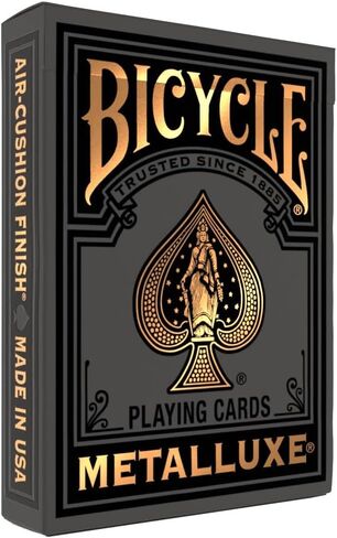 أوراق لعب Metalluxe Black and Gold Bickle -Premium Foil Metalluxe Deck - حجم البوكر الكلاسيكي ، وتصميم فاخر قابل للتحصيل ، و Great for Game Night ، و Gifting ، و Stocking Stuffer in Kuwait