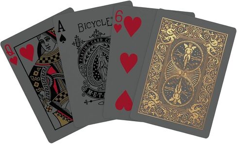 أوراق لعب Metalluxe Black and Gold Bickle -Premium Foil Metalluxe Deck - حجم البوكر الكلاسيكي ، وتصميم فاخر قابل للتحصيل ، و Great for Game Night ، و Gifting ، و Stocking Stuffer in Kuwait
