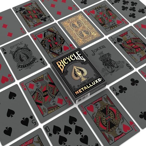 أوراق لعب Metalluxe Black and Gold Bickle -Premium Foil Metalluxe Deck - حجم البوكر الكلاسيكي ، وتصميم فاخر قابل للتحصيل ، و Great for Game Night ، و Gifting ، و Stocking Stuffer in Kuwait