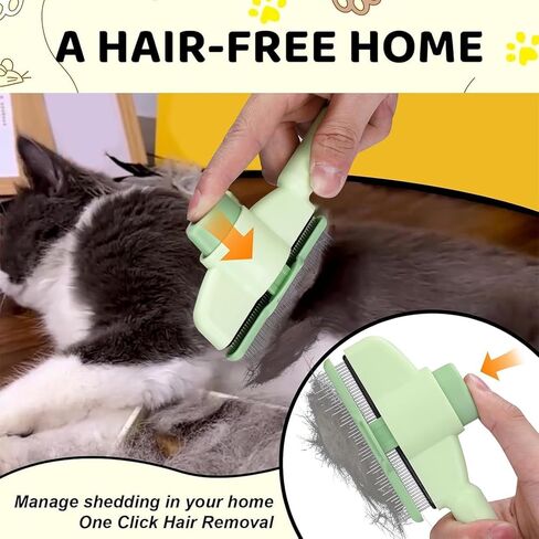 Dog And Cat Hair Removal With Release Button | Conciset Selfs Cleaning Pet Flea Comb Grooming Brush,Selfs-cleaning Pet Flea Comb Grooming Brush,Multi-function Scrub For Short & Long Pet Hair in Saudi Arabia