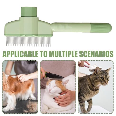 Dog And Cat Hair Removal With Release Button | Conciset Selfs Cleaning Pet Flea Comb Grooming Brush,Selfs-cleaning Pet Flea Comb Grooming Brush,Multi-function Scrub For Short & Long Pet Hair in Saudi Arabia