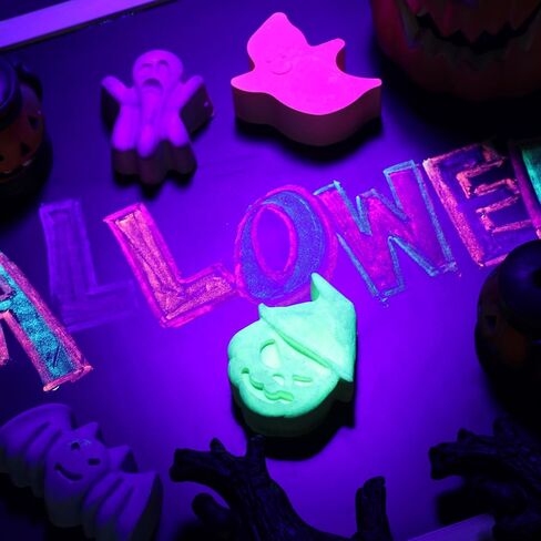 12 PCS 6 Color Halloween Chalk Ghost Glow in the Dark UV Neon Sidewalk Chalk Black Light Party Supplies for Halloween Party Gifts Drawing on Chalkboard Playground in Kuwait