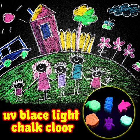 12 PCS 6 Color Halloween Chalk Ghost Glow in the Dark UV Neon Sidewalk Chalk Black Light Party Supplies for Halloween Party Gifts Drawing on Chalkboard Playground in Kuwait