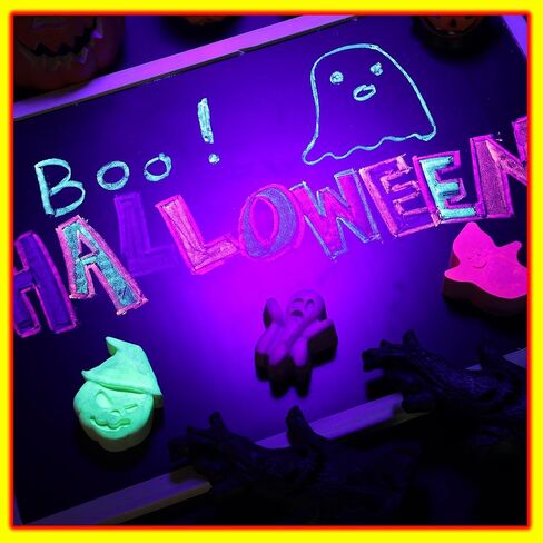 12 PCS 6 Color Halloween Chalk Ghost Glow in the Dark UV Neon Sidewalk Chalk Black Light Party Supplies for Halloween Party Gifts Drawing on Chalkboard Playground in Kuwait