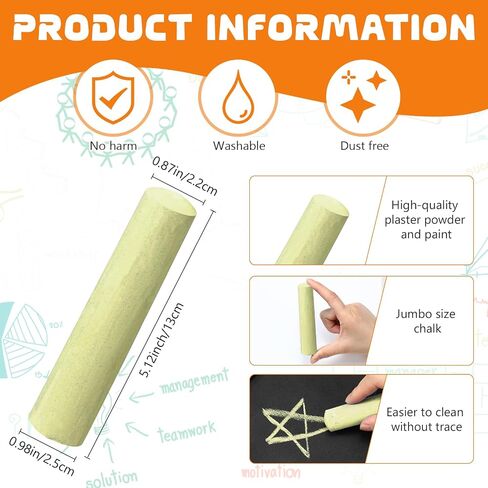10 Pcs Sidewalk Chalks for Kids Non Toxic Jumbo Chalk for Party Gift Outdoor Art Classroom Play Painting (White) in Saudi Arabia