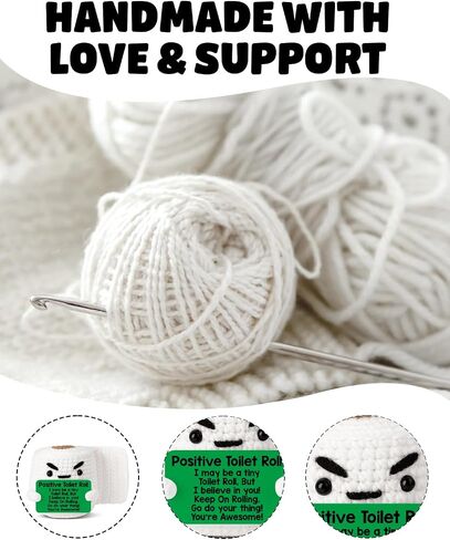 Positive Emotional Support Crochet Toilet Roll, Funny Cheer Up Gifts for Coworkers Friends Women Men, Mini Handmade Crochet Toilet Roll with You are Awesome Card, Christmas Birthday Gift in Saudi Arabia