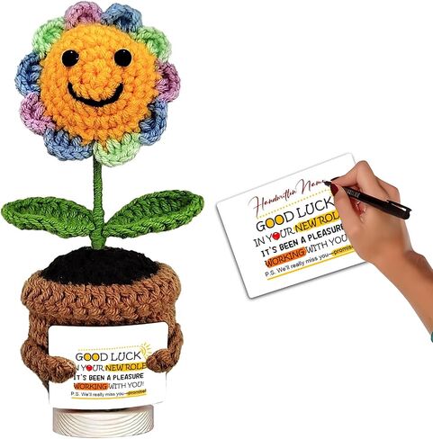 Inspirational Gifts for Men and Women - Hand Made Sunflower Crochet on The Front - Christmas, Birthday and Thank-You Gifts for Colleagues, Sisters, Friends, Teachers and Family (Sunflower-1) in Kuwait