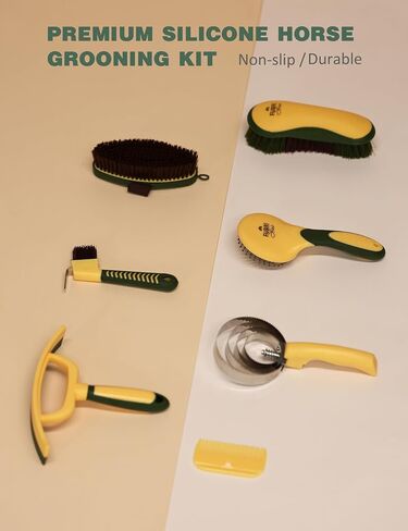 9PCS Horse Grooming Kit Curry Comb Sweat Scraper Horse Bathing Supplies Grooming Tools with Storage Bag Sugar Taro in Saudi Arabia
