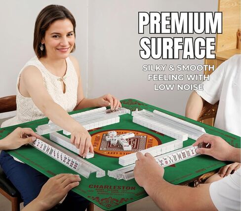 Mahjong Mat (33"x33") - Non-Slip Noise Reduction Gaming Mat for American Mahjong - Flower-Carnation-12 in Saudi Arabia