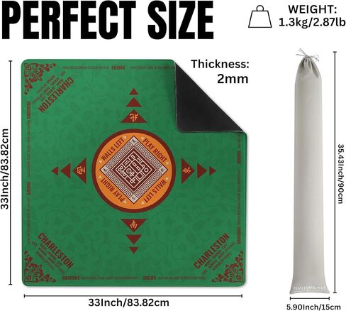Mahjong Mat (33"x33") - Non-Slip Noise Reduction Gaming Mat for American Mahjong - Flower-Carnation-12 in Saudi Arabia